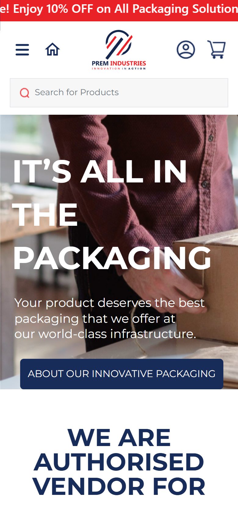 The store's home page on a phone